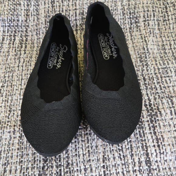 Skechers Shoes - Skechers Black Slip-On Knit Ballet Flats - Memory Foam Comfort